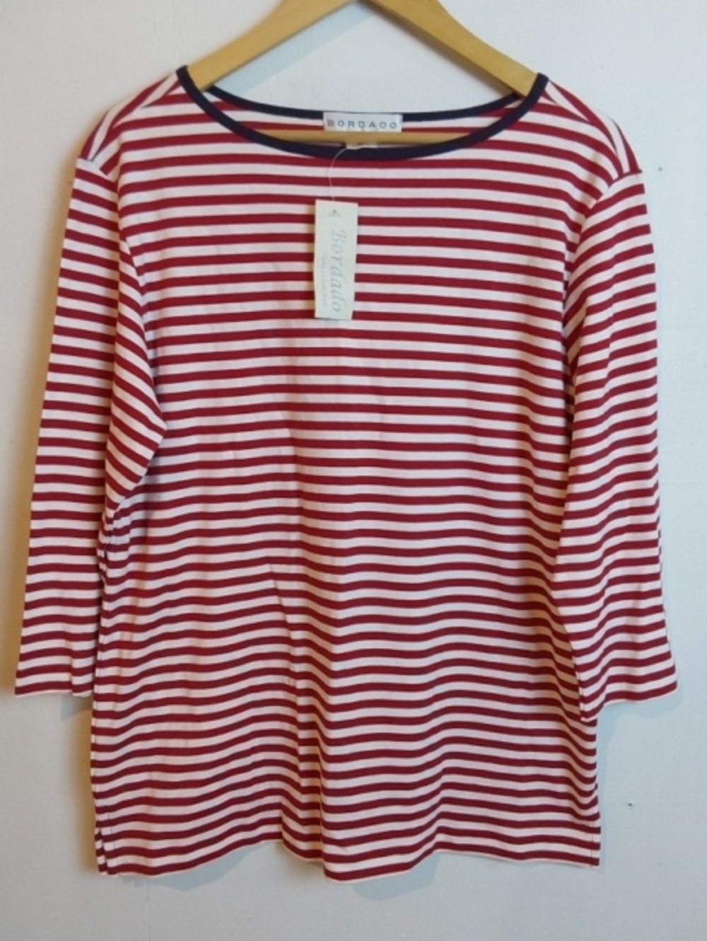 Bordado| Red White Blue Striped Top Nautical Coastal Patriotic Pima Cotton Sz.XL